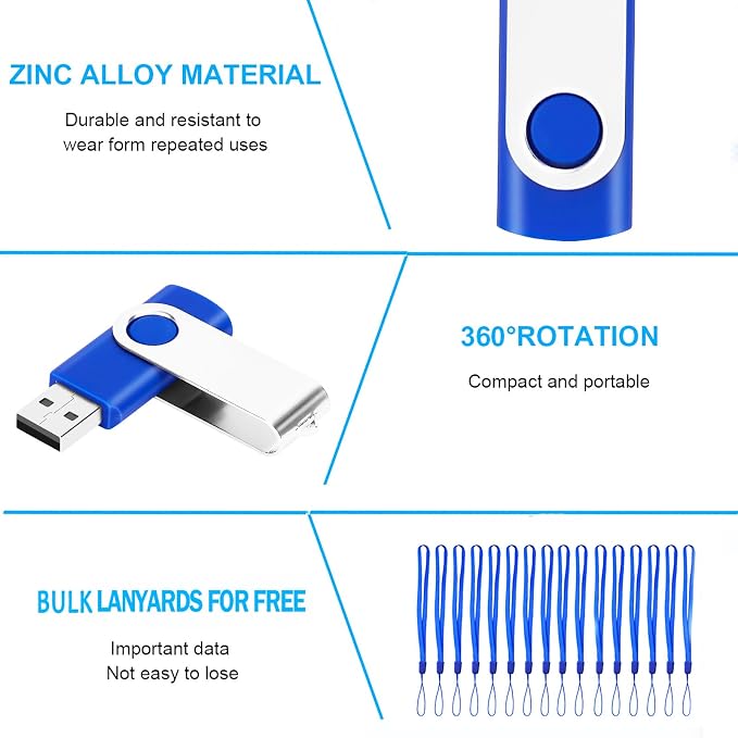 EASTBULL 2GB Flash Drive 100 Bulk USB 2.0 Fast Speed Flash Drives Pack Swivel - Image 5
