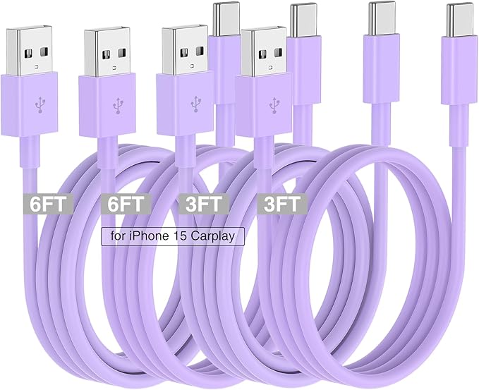 Car Carplay Cable for iPhone 17 16 15 Charger Cord, 3/3/6/6FT USB A to USB C by Cabepow