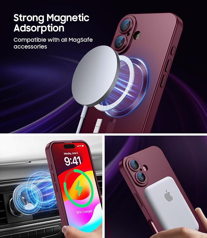Magnetic for iPhone 16 Case Slim Soft Silicone Bumper Shockproof Metallic - Image 3