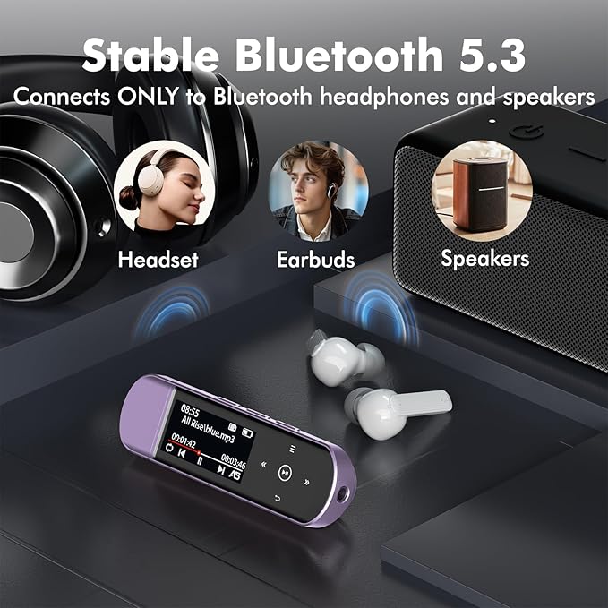 RUIZU 64GB USB MP3 Player with Bluetooth 5.3, Clip Jam Portable Music Player - Image 2
