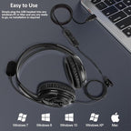 MKJ USB Headset with Noise Canceling Microphone, Crystal Clear Sound Office - Image 3