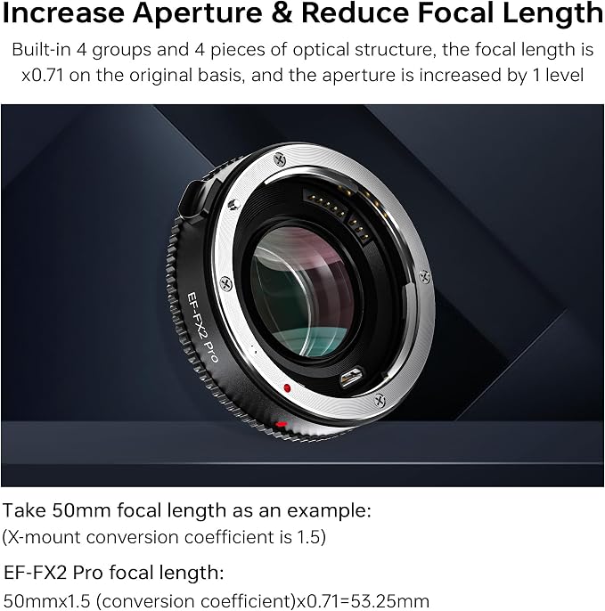 VILTROX EF-FX2 Pro Auto Focus Lens Adapter 0.71x Focal Reducer Speed Booster - Image 2
