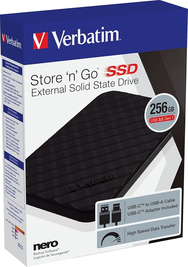 Verbatim 256GB Portable SSD External Hard Drive Store ‘n’ Go USB 3.2 Gen 1 - Image 6