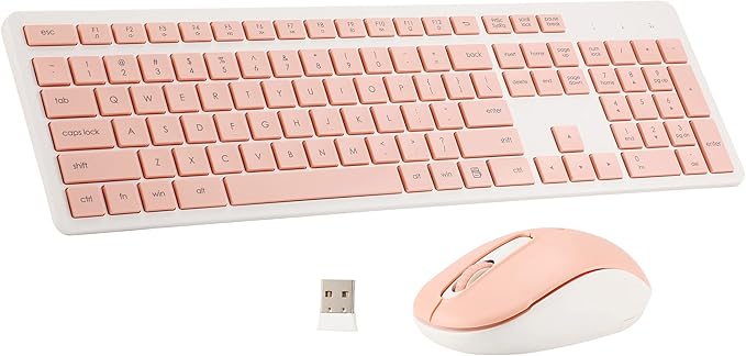 Wireless Keyboard and Mouse Combo, 2.4G Silent Cordless Keyboard Mouse Combo by Harburfine
