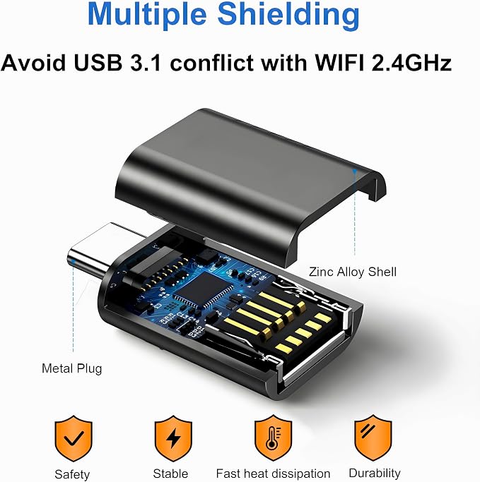 USB to USB C Adapter, USB-C Male to USB3.0 Female Adapter Thunderbolt 3 OTG - Image 3