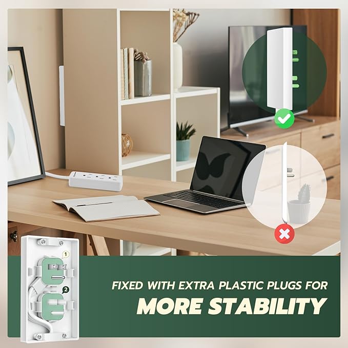 Saker Outlet Concealer Power Strip | 5ft Flat Plug Extension Cord - Image 4