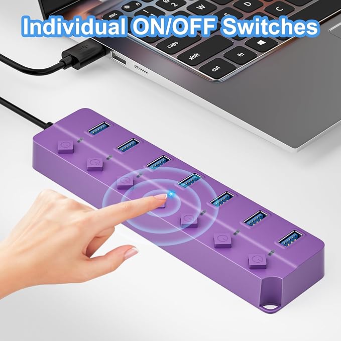 ONFINIO USB Hub 3.0, 7-Port USB Hub Splitter - Image 4