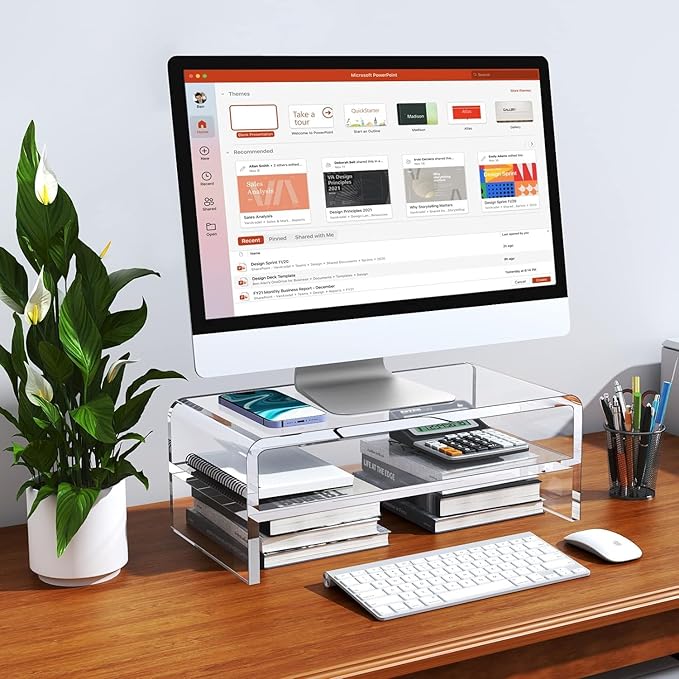 Egchi Acrylic Monitor Stand, 2 Tiers Clear Monitor Riser Computer Stand - Image 6