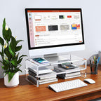 Egchi Acrylic Monitor Stand, 2 Tiers Clear Monitor Riser Computer Stand - Image 6