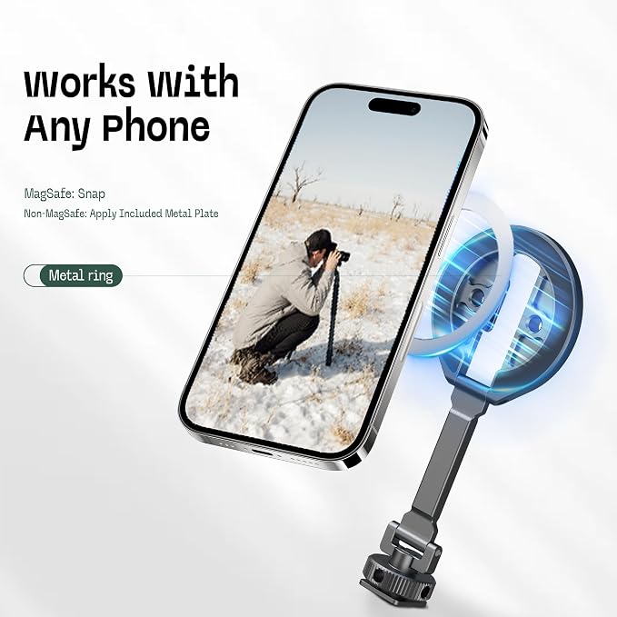 FANAUE MS-06 Magnetic Cold Shoe Mount | 360° Rotatable & Foldable | Aluminum - Image 2