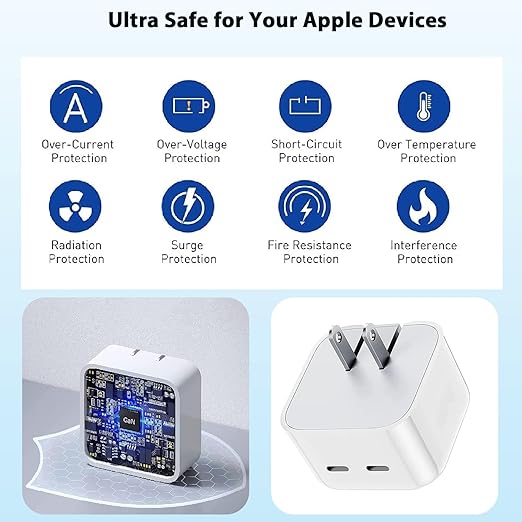 iPhone Charger Fast Charging, 40W Dual USB C Wall Charger Apple MFi Certified - Image 2