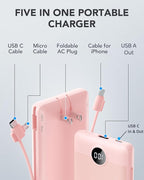 VRURC Portable Charger Built-in Cables and AC Wall Plug, USB C Power Bank - Image 3