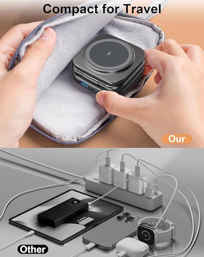 5-in-1 Wireless Charger for MagSafe, AC ISLAND Portable Travel Charging Station - Image 4