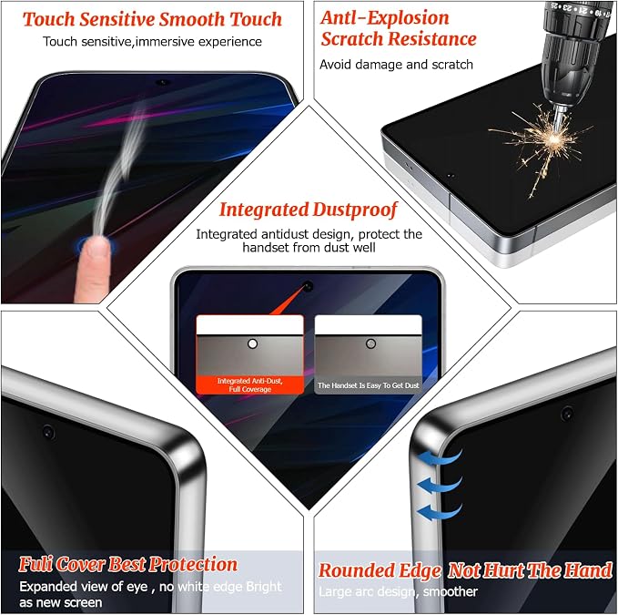 3 Pack Galaxy S25 Ultra Privacy Anti spy Screen Protector, 9H Hardness Tempered - Image 5