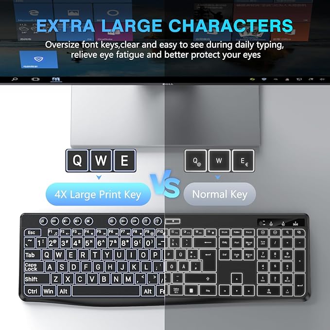 OMOTON Large Print Backlit Keyboard - Image 2