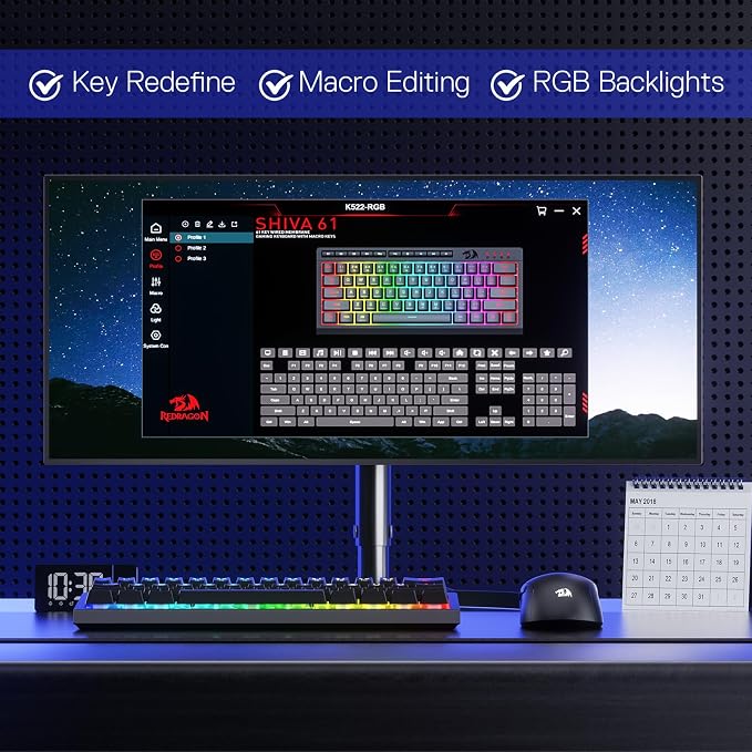 Redragon K522 60% Wired RGB Membrane Gaming Keyboard, Compact 61 Keys Linear - Image 7