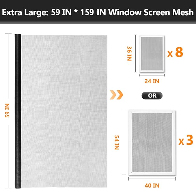 Window Screen Door Repair Kit, Durable Fiberglass Mesh Roll - Image 2