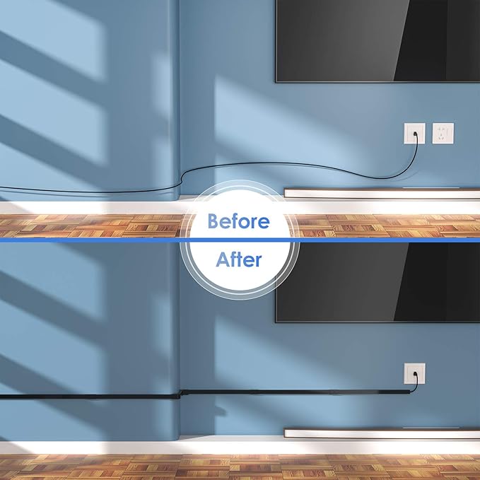 Yecaye Black Cord Hider, One-Cord Channel Cord Cover on Wall, Cable Management - Image 5