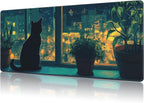Mouse Pad Large Cat Sitting on The Windowsill Non-Slip Game Desk Mat by NIYLYNSYN