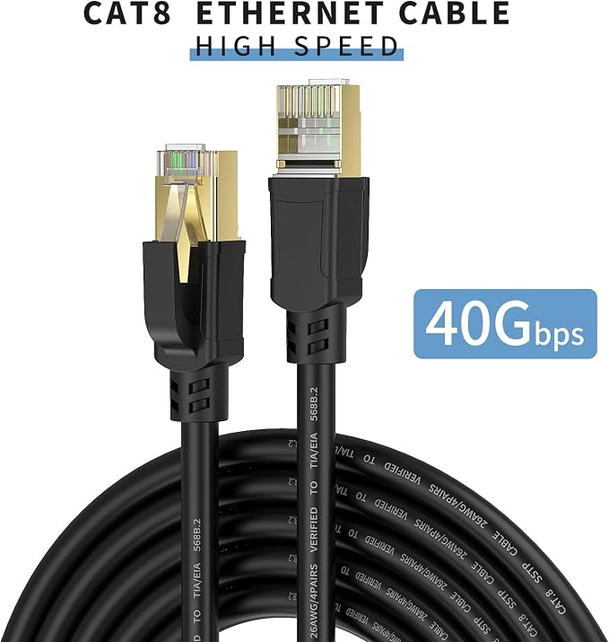 YixHG CAT 8 Ethernet Cable 50 ft, Internet Network Cord, 40Gbps 2000Mhz LAN - Image 2