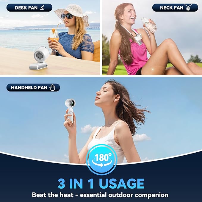 Portable Handheld Turbo Fan, 5 Gear Wind, Battery Operated, 3 IN 1 Hand Fans - Image 4