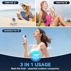 Portable Handheld Turbo Fan, 5 Gear Wind, Battery Operated, 3 IN 1 Hand Fans - Image 4