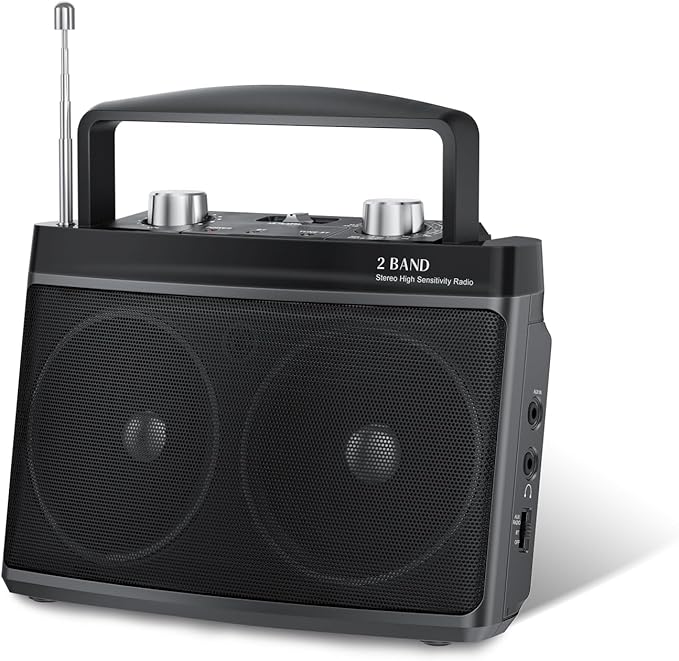 Portable AM FM Radio with Best Reception, Transistor Radio with Bluetooth Plug by Audiocrazy