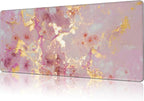 Mouse Pad Large Pink and Gold Marble Non-Slip Gaming Desk Mat by NIYLYNSYN