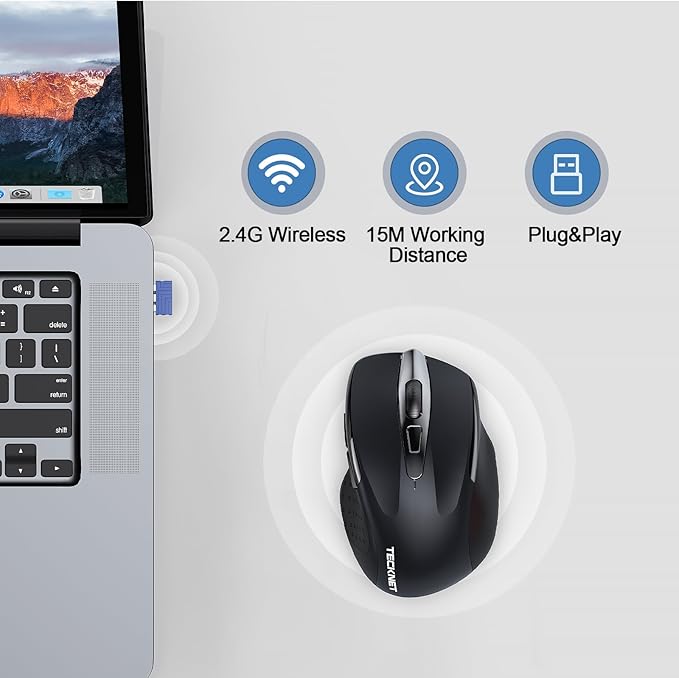 TECKNET Wireless Mouse Rechargeable, 2.4G USB-A Silent Mouse, Quiet Click - Image 7
