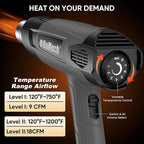 ROMECH 1500W Heavy Duty Heat Gun, Variable Temperature Control Hot Air Gun Kit - Image 2