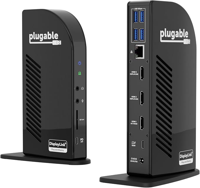 Plugable USB-C Triple Monitor Docking Station: 13-in-1 Laptop Dock by Plugable