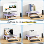 ECOLOVI Wood Computer Laptop Monitor Stand Riser, 4-Height Adjustable Desk - Image 5