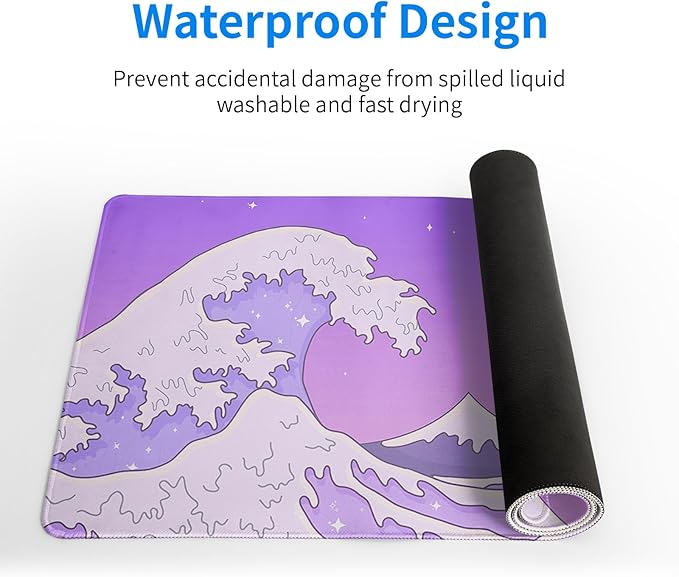 Purple Japanese Sea Wave Gaming Mouse Pad - Image 4