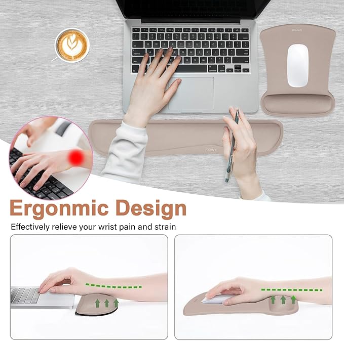 MOSISO Wrist Rest Support for Mouse Pad & Keyboard Set, Ergonomic Mousepad - Image 3