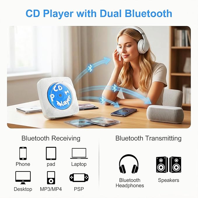 Gueray CD Player Portable Bluetooth: Mini CD Player - Image 3
