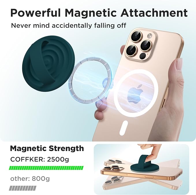Magnetic Phone Ring Grip Holder, Silicone Finger Loop Grip, Compatible - Image 3