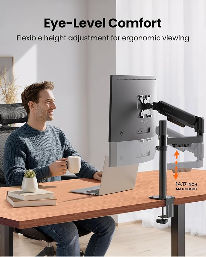 ErGear Single Monitor Arm, Adjustable Desk Gaming Monitor Mount - Image 3