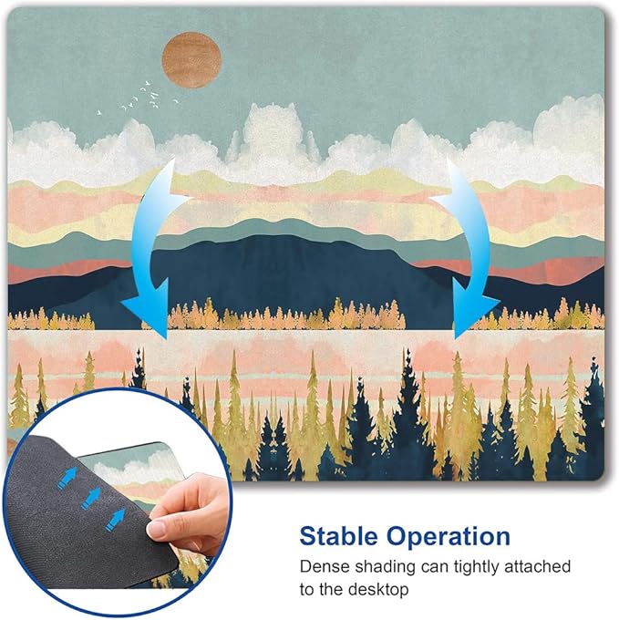 Mouse Pad, Abstract Landscape Mouse Pad, Square Mouse Mat Waterproof Mousepad - Image 3