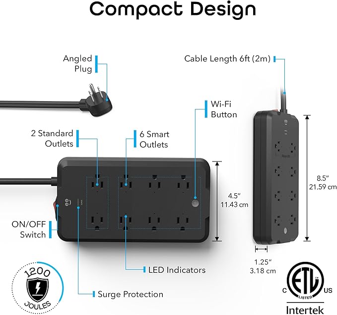 Geeni Surge Ultra Smart 8-Outlet Surge Protector – 6 Smart Outlets, 2 Always-On - Image 6