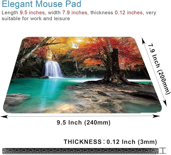 Deep Forest Waterfall Mouse Pad, Non-Slip Rubber Base Wireless Gaming MousePads - Image 2