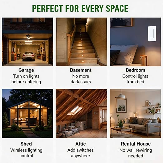 NineLeaf Wireless Light Switch and Receiver Kit, 1300FT RF Range, No Wiring - Image 6