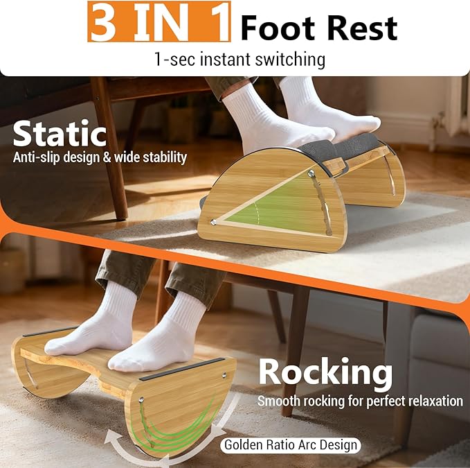 Bamboo Foot Rest for Under Desk at Work - Image 3