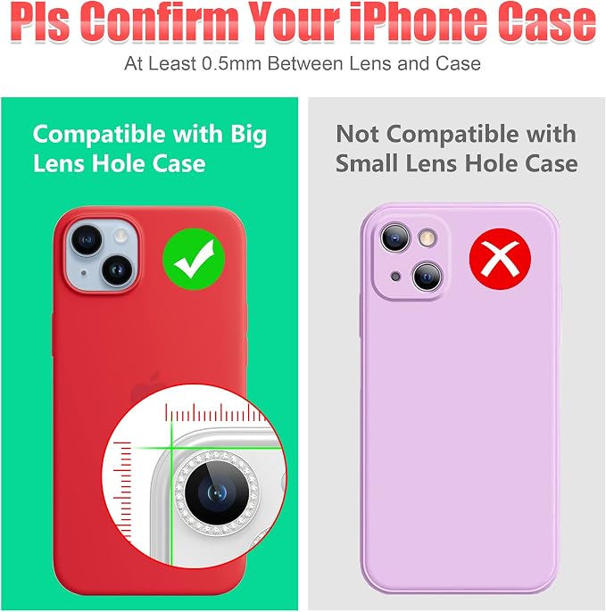 AGVEE 3+3 for iPhone 14 6.1" / 14 Plus 6.7" Camera Lens Protector, Bling - Image 3