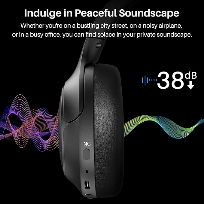 TOZO HT2 Hybrid Active Noise Cancelling Headphones, Wireless Over Ear Bluetooth - Image 3