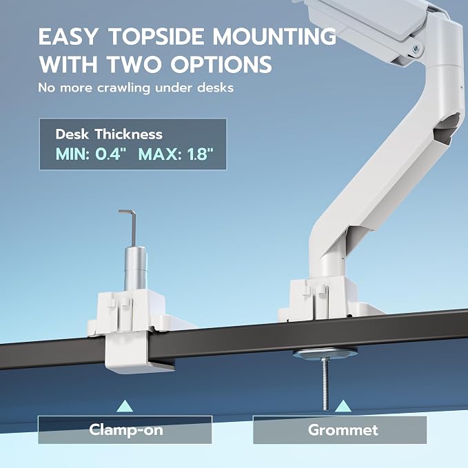 ARES WING Single Monitor Arm, Heavy Duty Adjustable Monitor Arm - Image 8