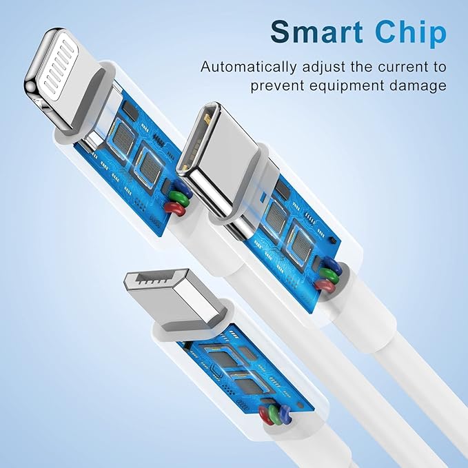 Multi Charger Cable 6Ft 2Pack, 3 in 1 Charging Cord, Universal Phone Charger - Image 6