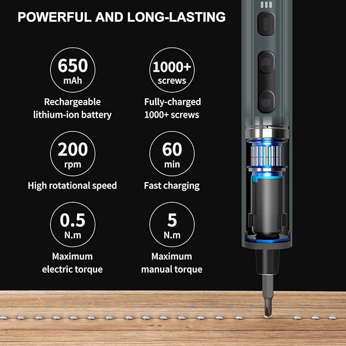STREBITO Mini Electric Screwdriver Set 155 in 1 Small Powered Screwdriver - Image 3