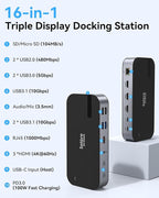 Selore USB C Dock 3 HDMI, Docking Station Dual Monitor, 16 in 1 Laptop Docking - Image 2