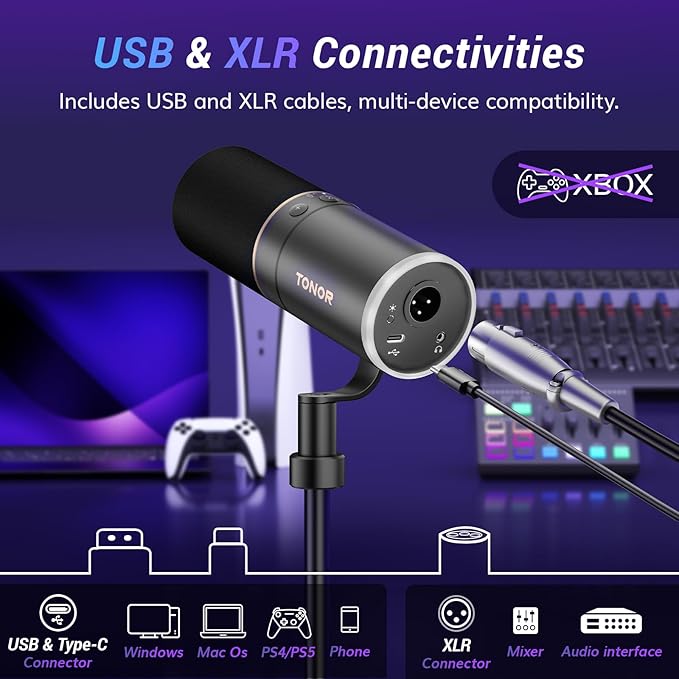 TONOR XLR/USB Gaming Mic, Dynamic Microphone - Image 4