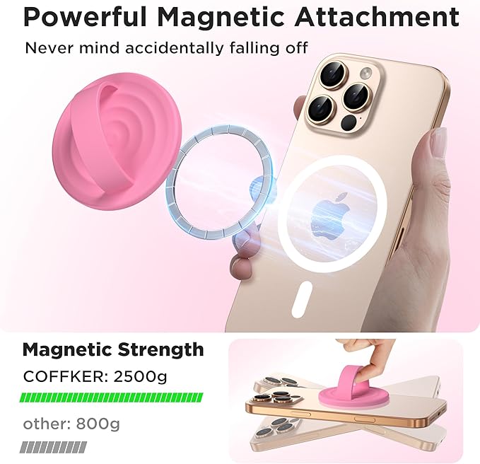 Magnetic Phone Ring Grip Holder, Silicone Finger Loop Grip, Compatible - Image 3